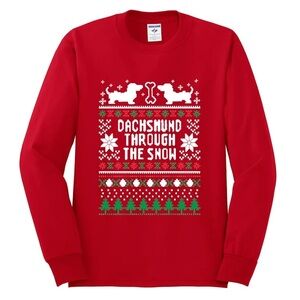 Gildan Red Dachshund Holiday Sweater